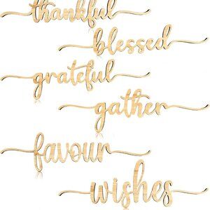 12 Pieces Thanksgiving Wood Word Cutout Joyful Merry Thankful Grateful Blessed P